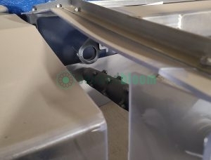 Internal mechanics of Hamill Microgreens Harvester showing cutting assembly components