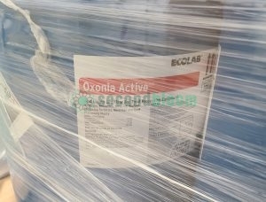 Ecolab Oxonia Active peroxyacetic acid sanitizer drum pallet wrapped for safe transport to controlled environment agriculture facilities